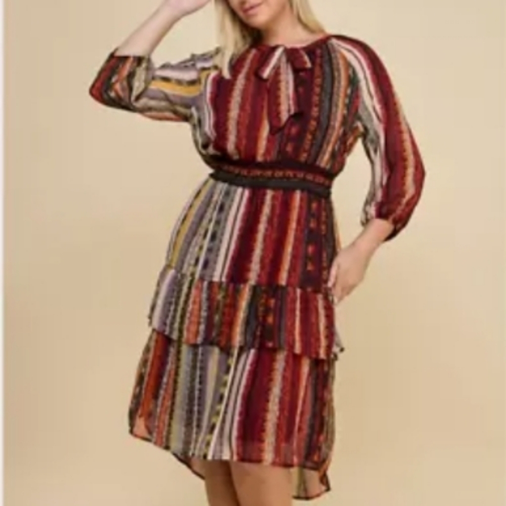Figueroa & Flower Peasant Prairie Patchwork Midi Dress Size Small